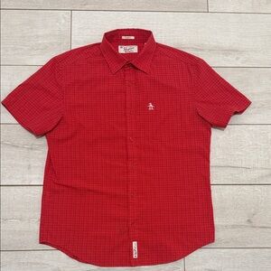 Original Penguin Men's Vibrant Red Button Down Shirt